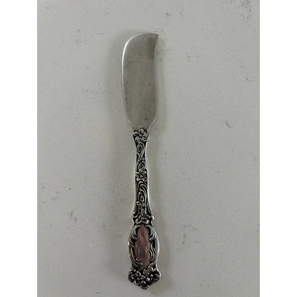 Vintage Floral Etched Silver Plated‎ Soup Ladle Cocktail Fork Butter Knife Set